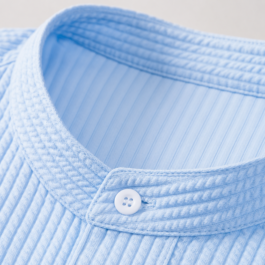 David Men’s Contrast Trim Button-Down Shirt | Long Sleeve Collared Shirt