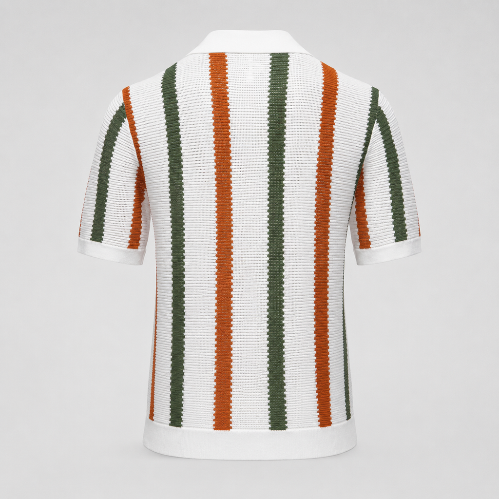 Sebastian Men’s Open-Knit Striped Polo Shirt