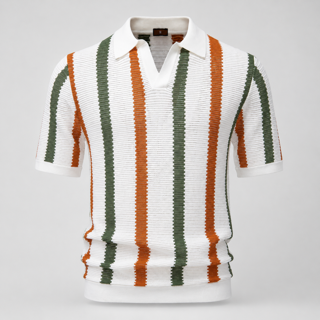 Sebastian Men’s Open-Knit Striped Polo Shirt