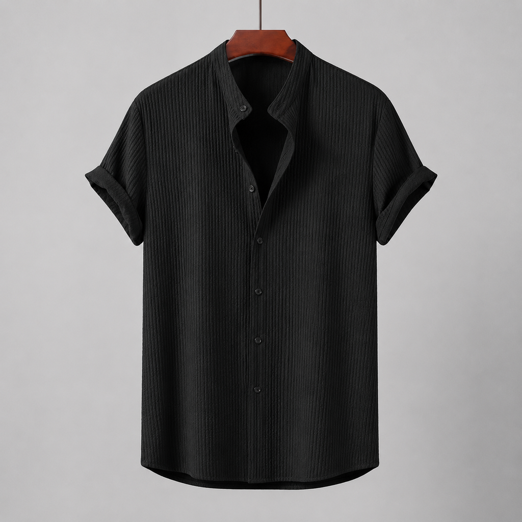 David Men’s Contrast Trim Button-Down Shirt | Long Sleeve Collared Shirt