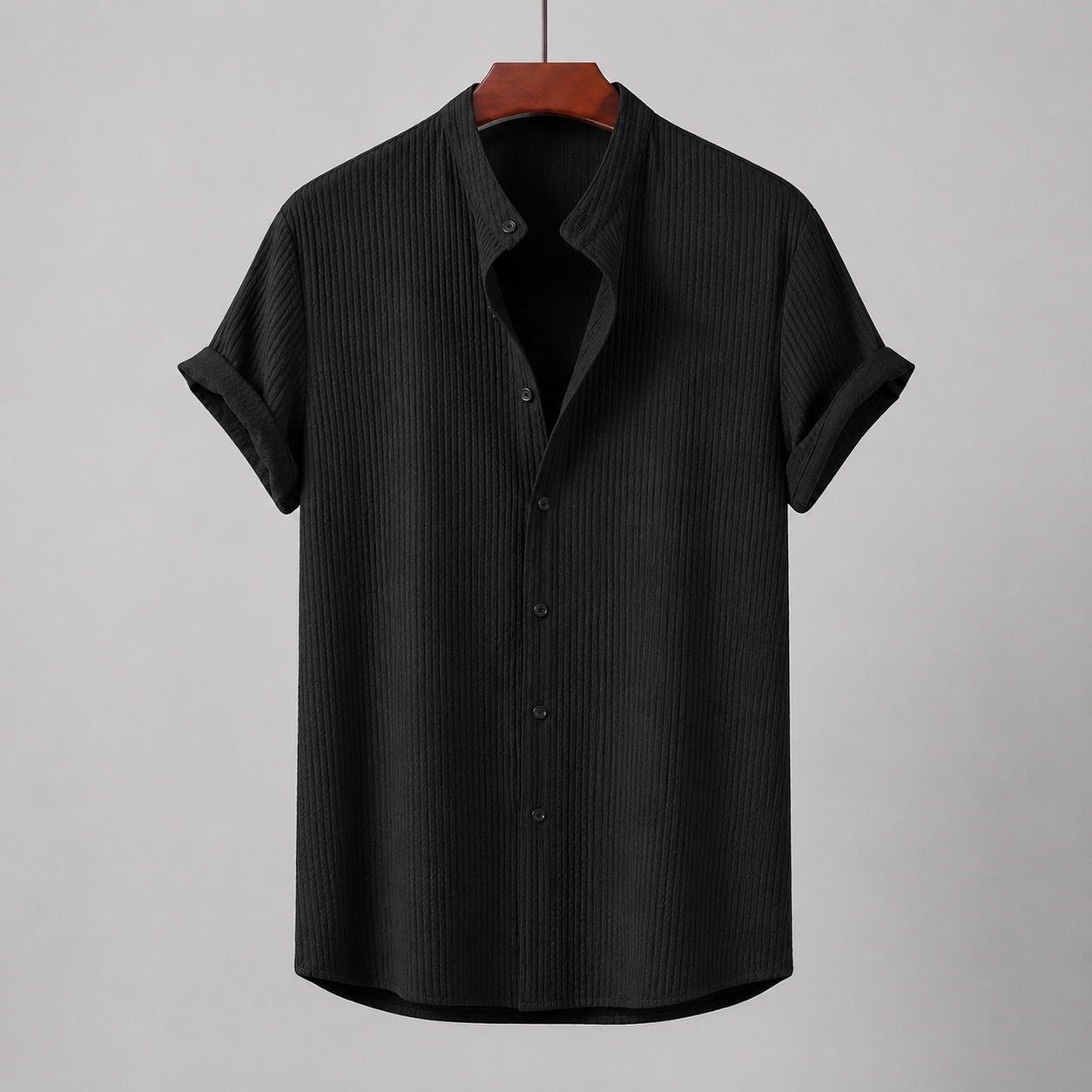 David Men’s Contrast Trim Button-Down Shirt | Long Sleeve Collared Shirt