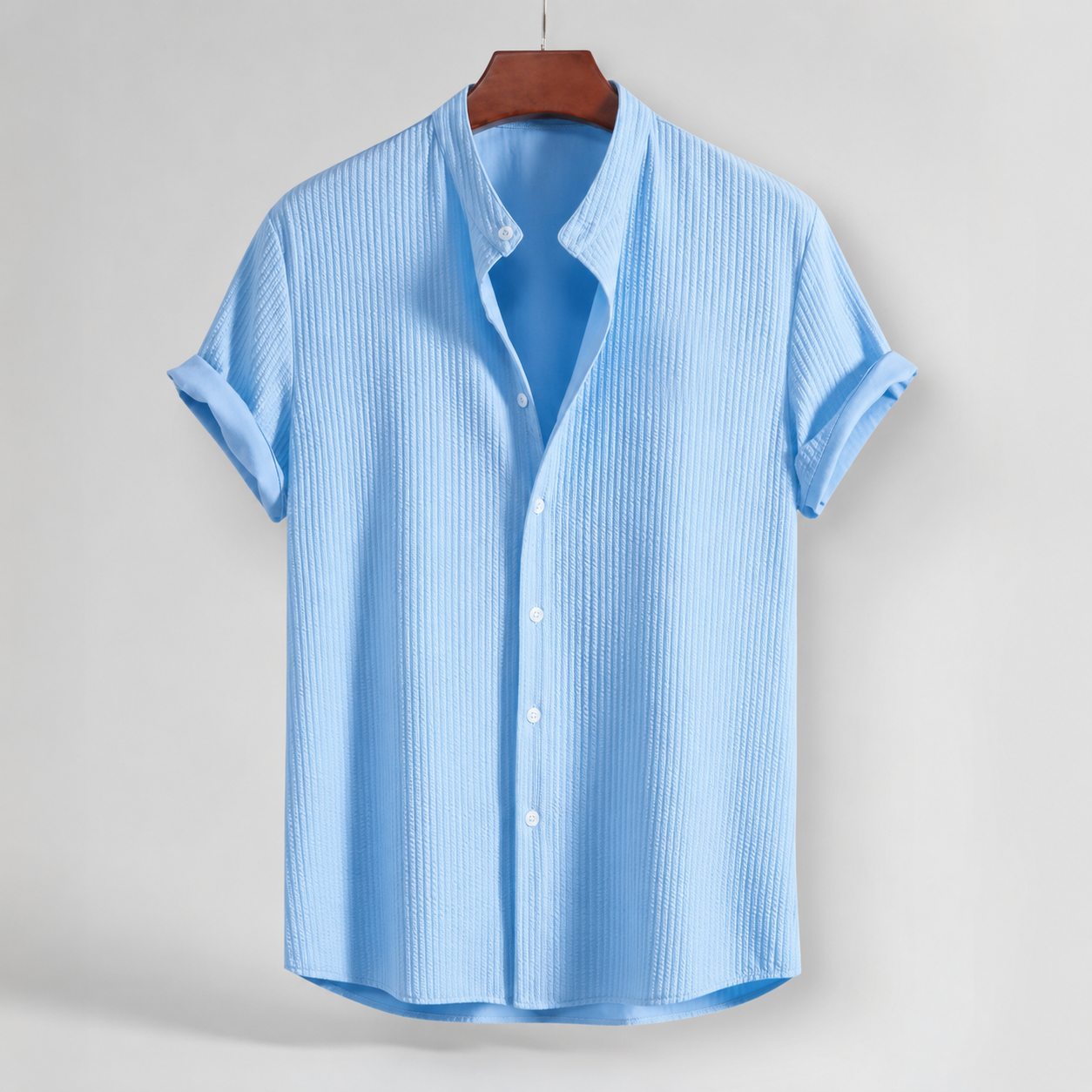 David Men’s Contrast Trim Button-Down Shirt | Long Sleeve Collared Shirt