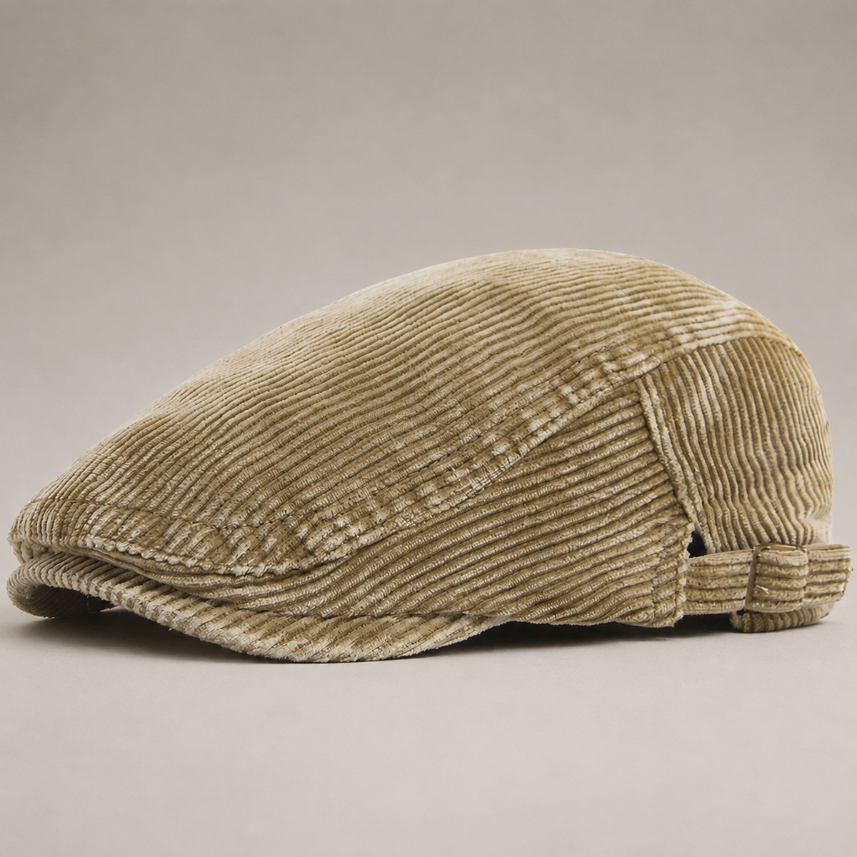 Orson Corduroy Flat Cap with Adjustable Side Buckle