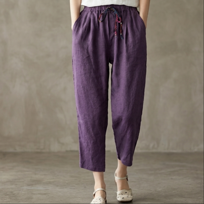 Patricia Cotton-Linen Blend Cropped Drawstring Pants