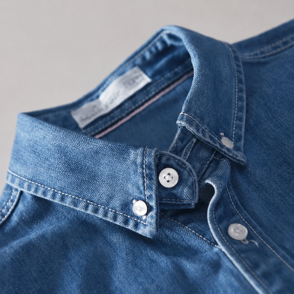 James Men’s Long Sleeve Denim Button-Up Shirt with Chest Pockets