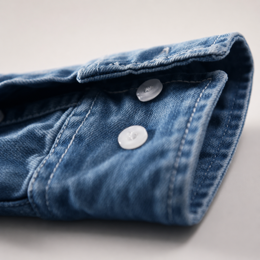 James Men’s Long Sleeve Denim Button-Up Shirt with Chest Pockets