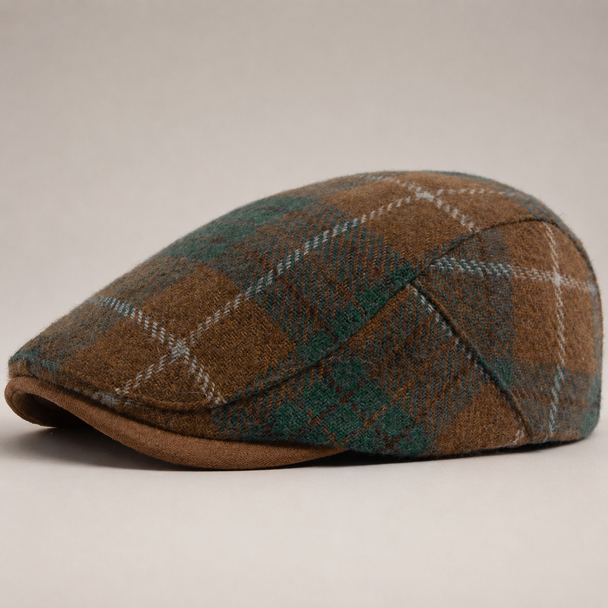 Bastien Men’s Plaid Flat Cap with Contrast Brim
