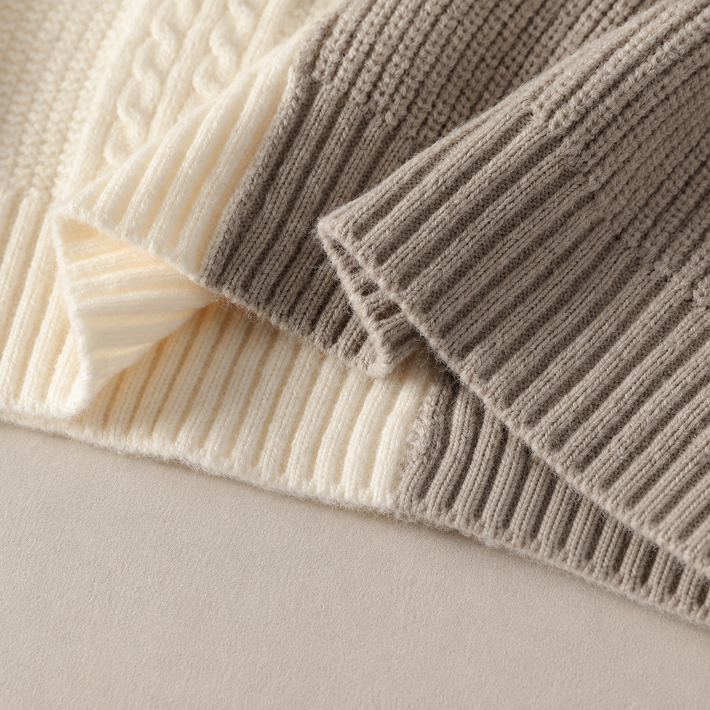 Preston Men’s Color Block Cable Knit Crewneck Sweater
