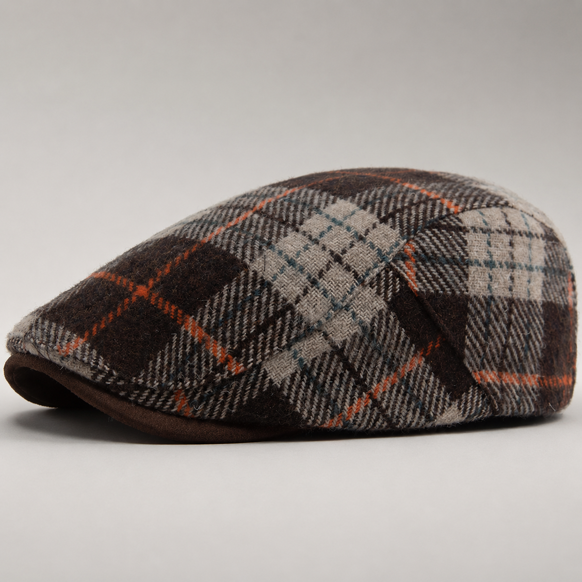 Bastien Men’s Plaid Flat Cap with Contrast Brim