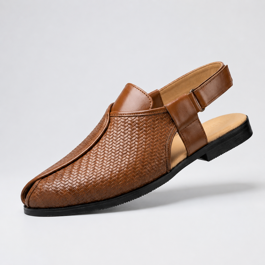 Ethan Men’s Woven Leather Sandals with Adjustable Strap