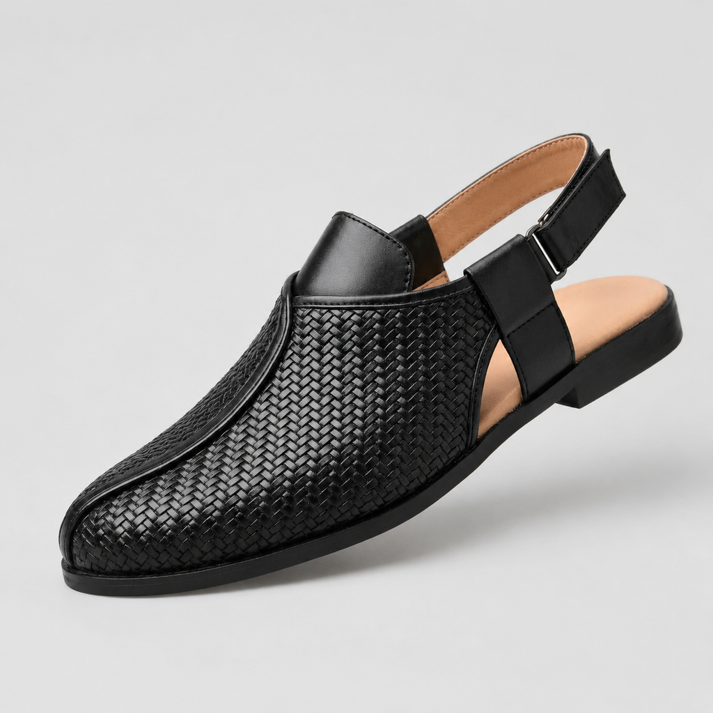 Ethan Men’s Woven Leather Sandals with Adjustable Strap