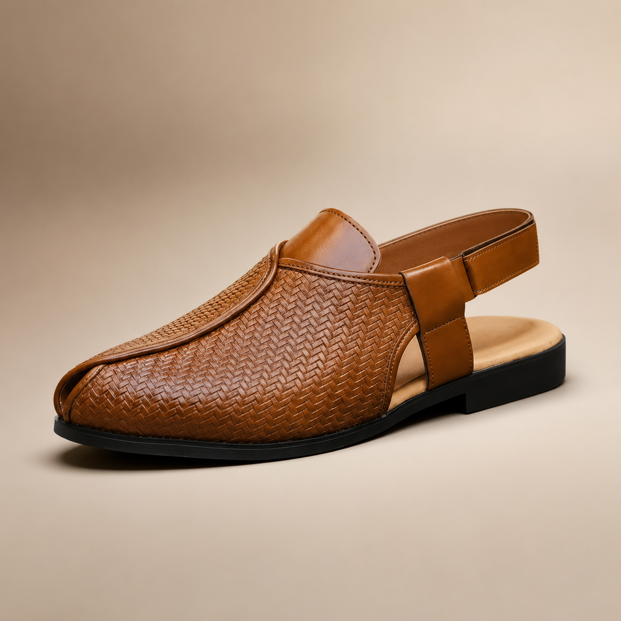 Ethan Men’s Woven Leather Sandals with Adjustable Strap