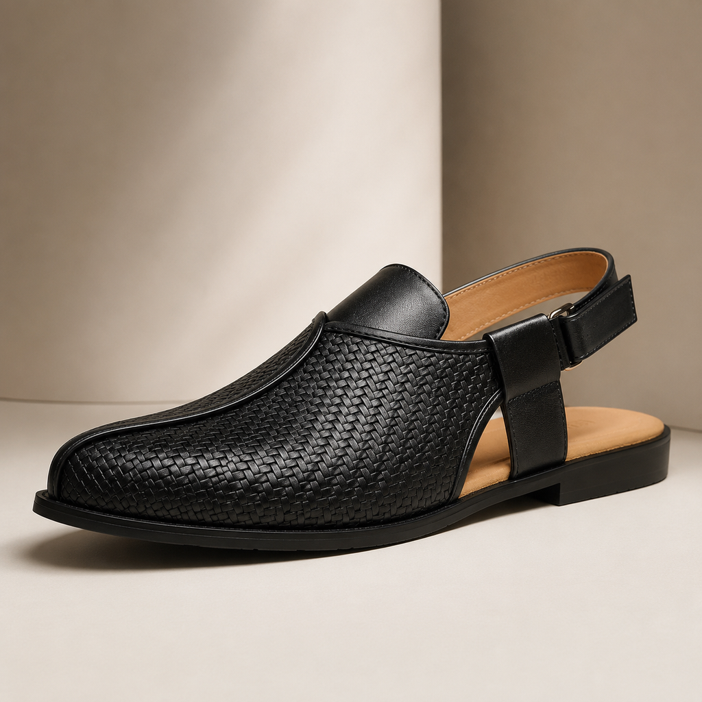 Ethan Men’s Woven Leather Sandals with Adjustable Strap