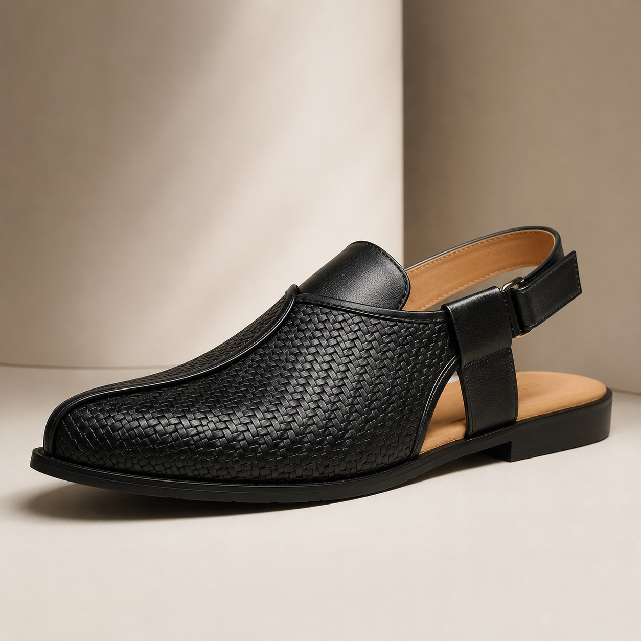 Ethan Men’s Woven Leather Sandals with Adjustable Strap