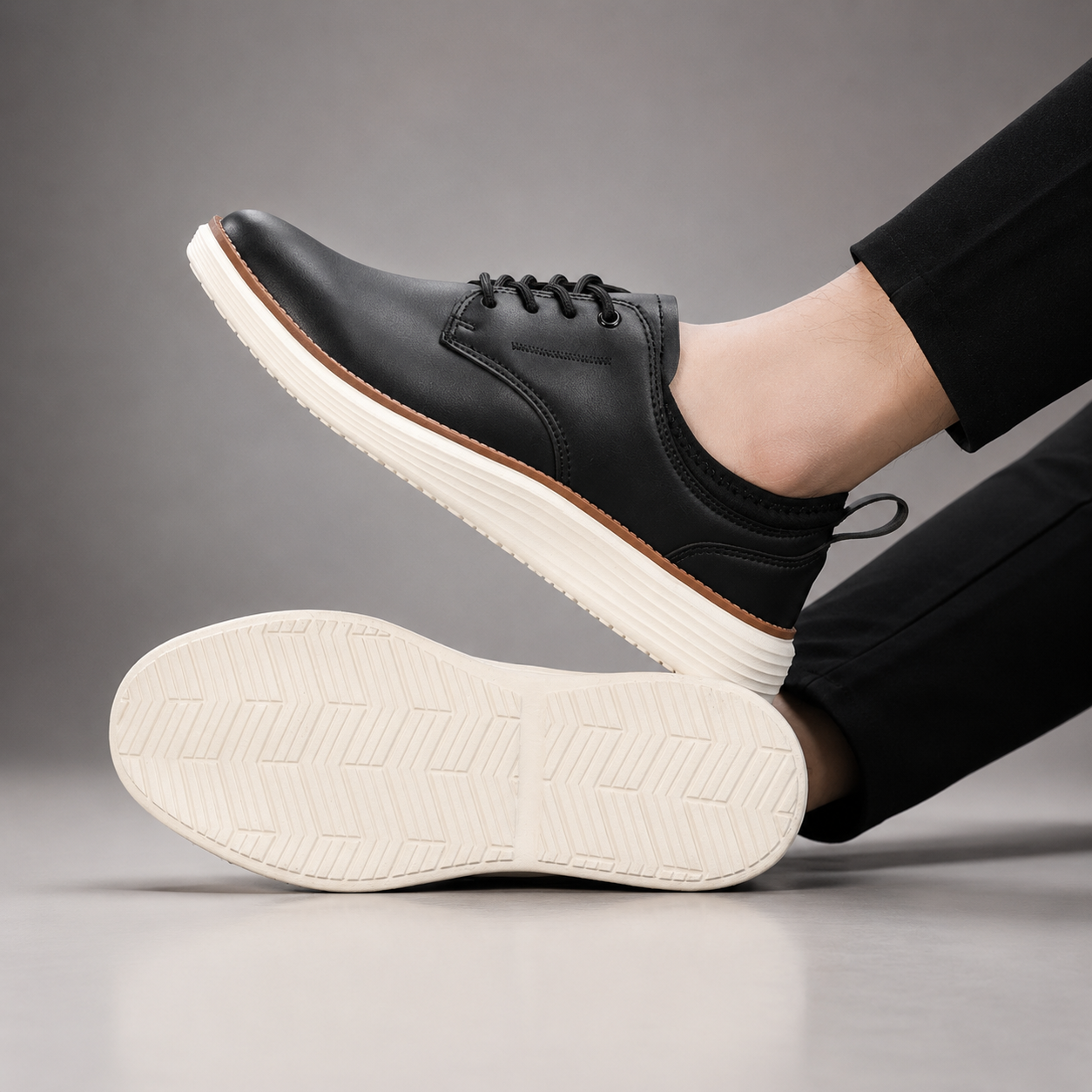 Ronnie Lace-Up Casual Dress Shoes with Cushioned White Platform Sole