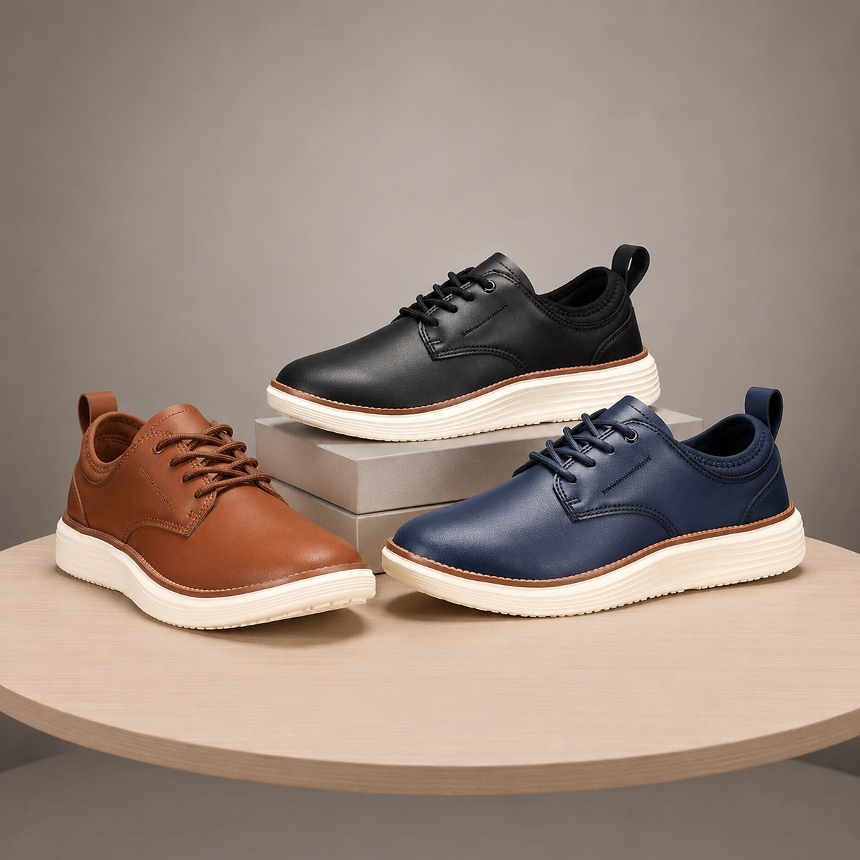 Ronnie Lace-Up Casual Dress Shoes with Cushioned White Platform Sole