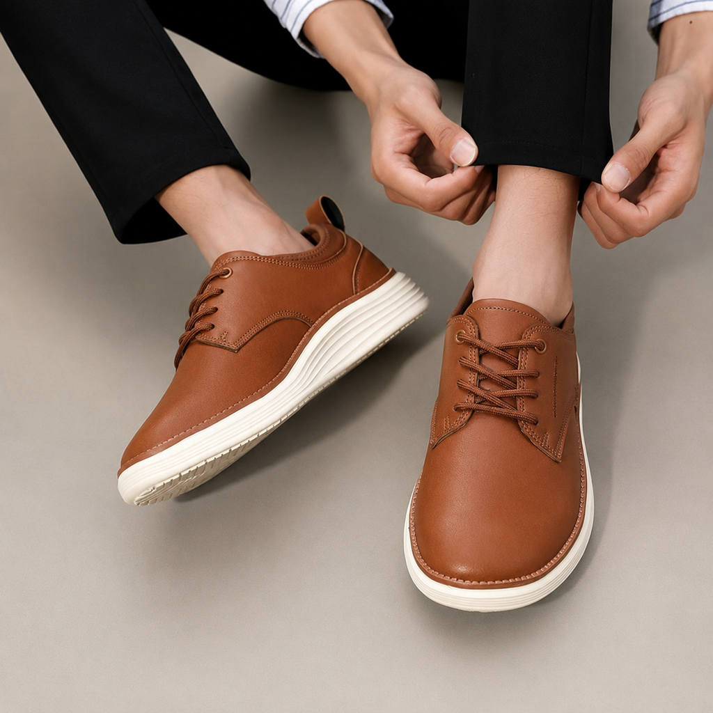 Ronnie Lace-Up Casual Dress Shoes with Cushioned White Platform Sole