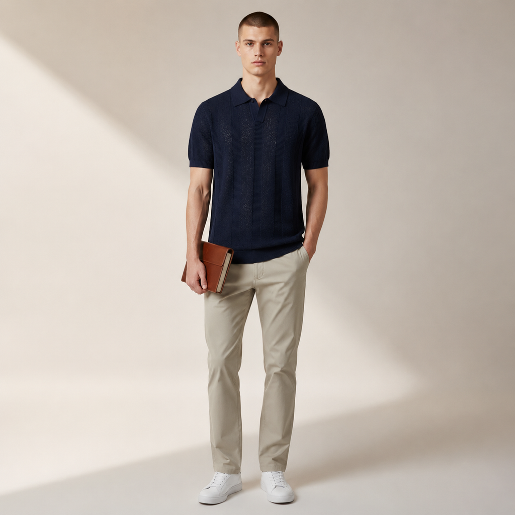 Anthony Men’s Textured Knit Polo Shirt
