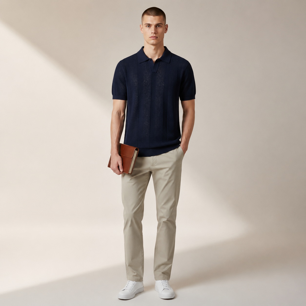 Anthony Men’s Textured Knit Polo Shirt