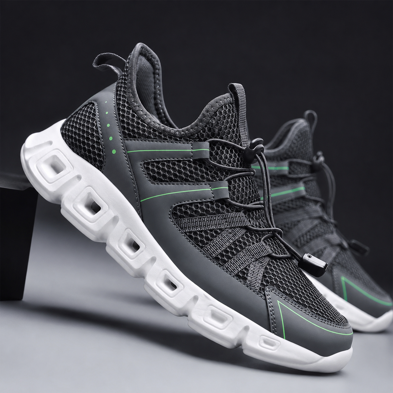 MotionGrip Mesh Athletic Sneakers with Quick-Lace Closure