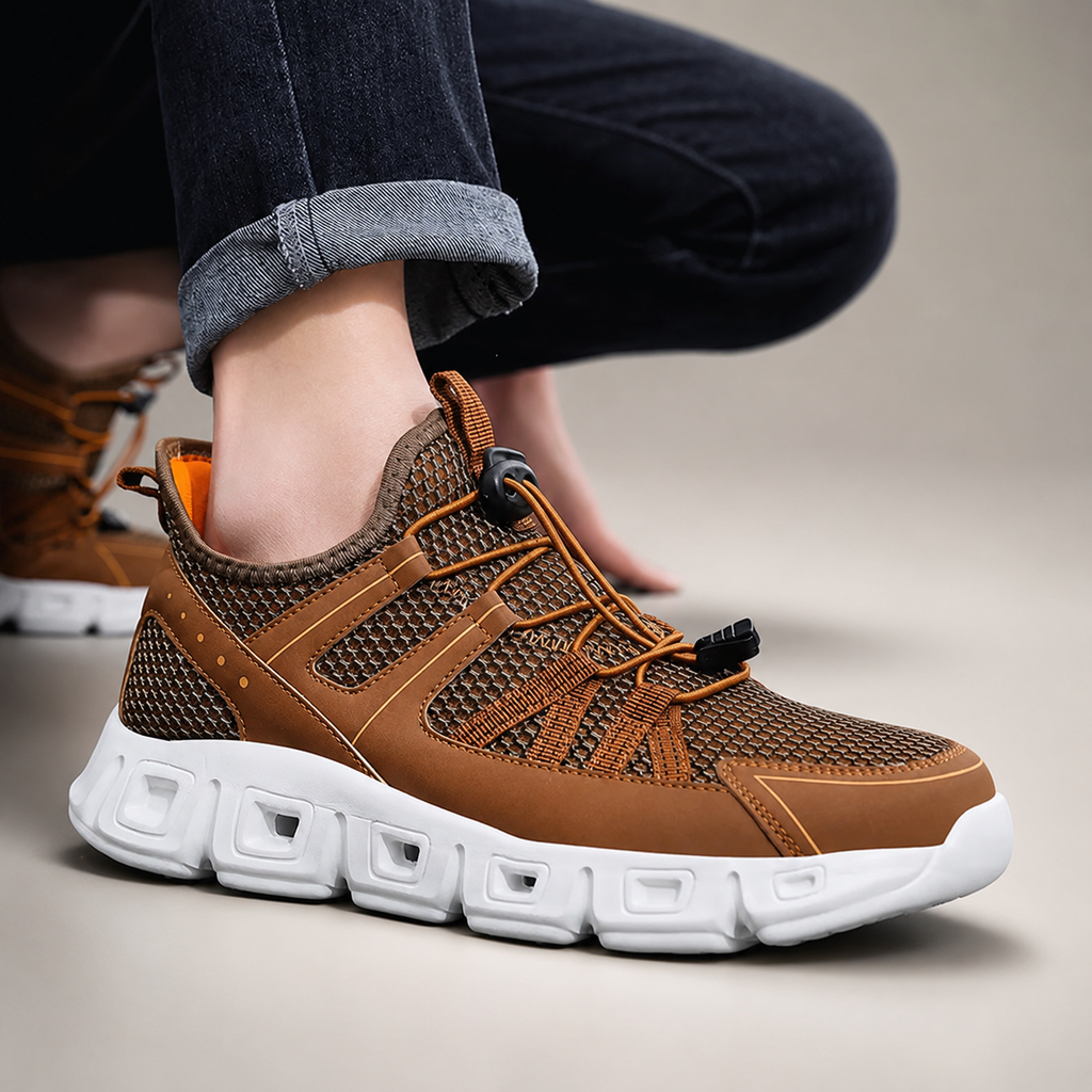 MotionGrip Mesh Athletic Sneakers with Quick-Lace Closure