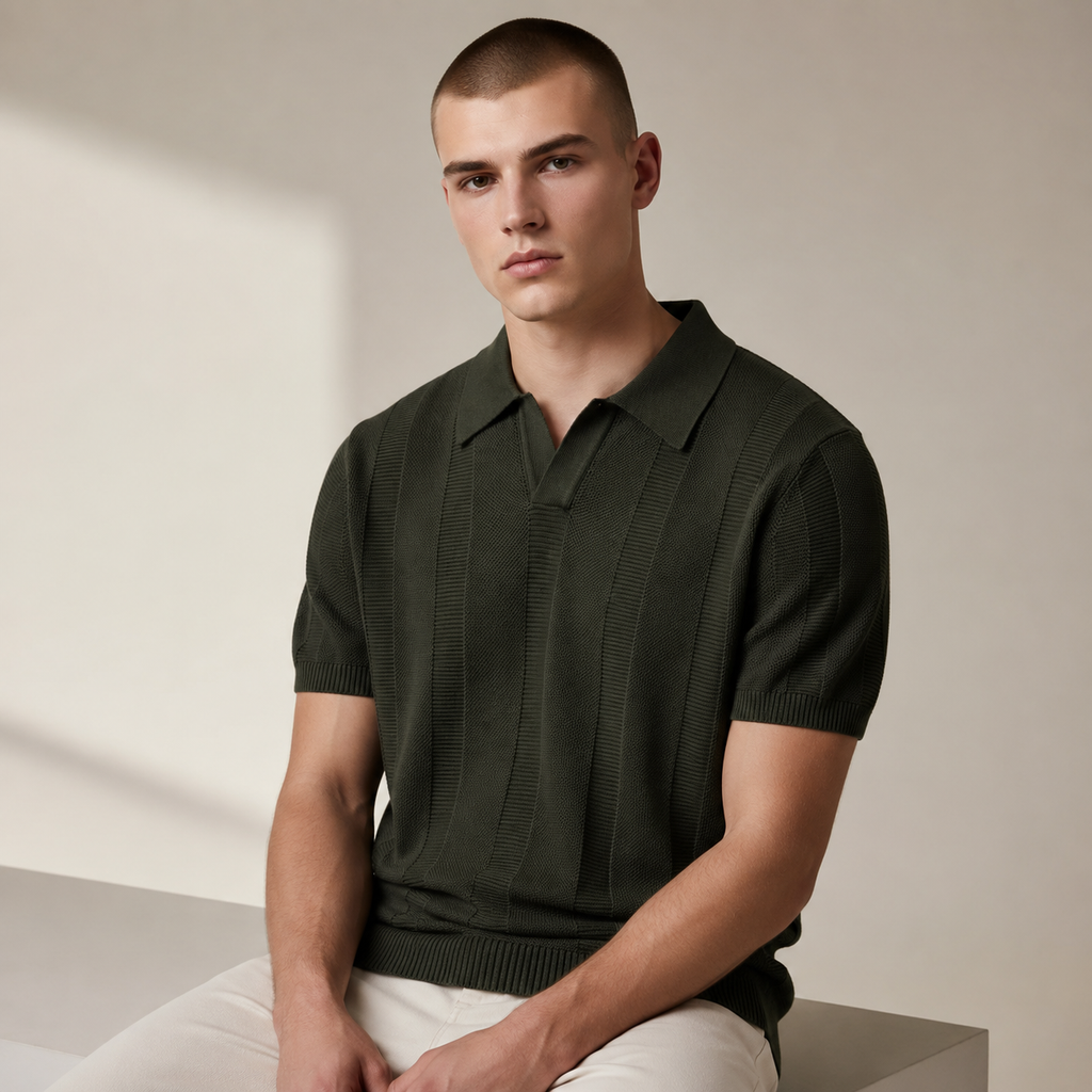 Anthony Men’s Textured Knit Polo Shirt