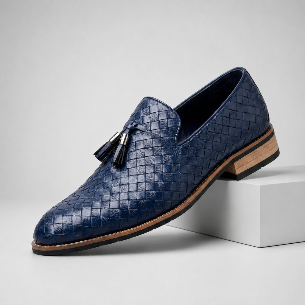 Hudson Men’s Woven Leather Tassel Loafers