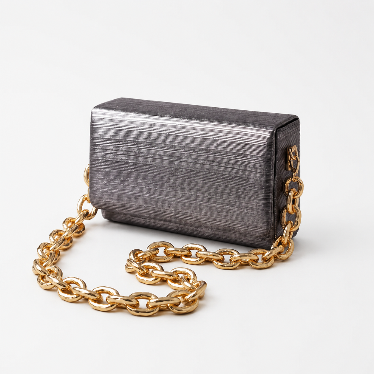 Clara Women’s Royal Textured Envelope Shoulder Bag with Gold Chain Strap