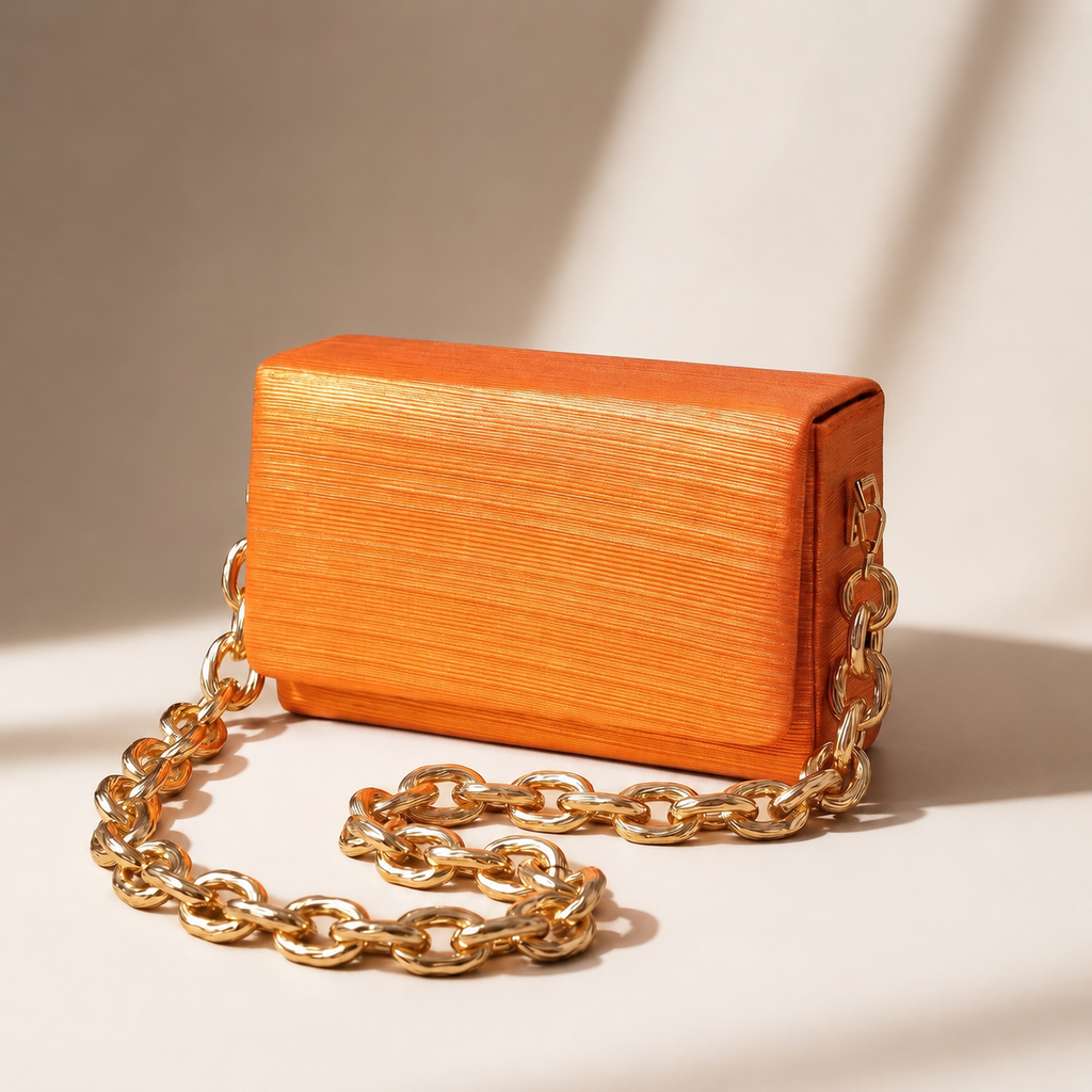 Clara Women’s Royal Textured Envelope Shoulder Bag with Gold Chain Strap