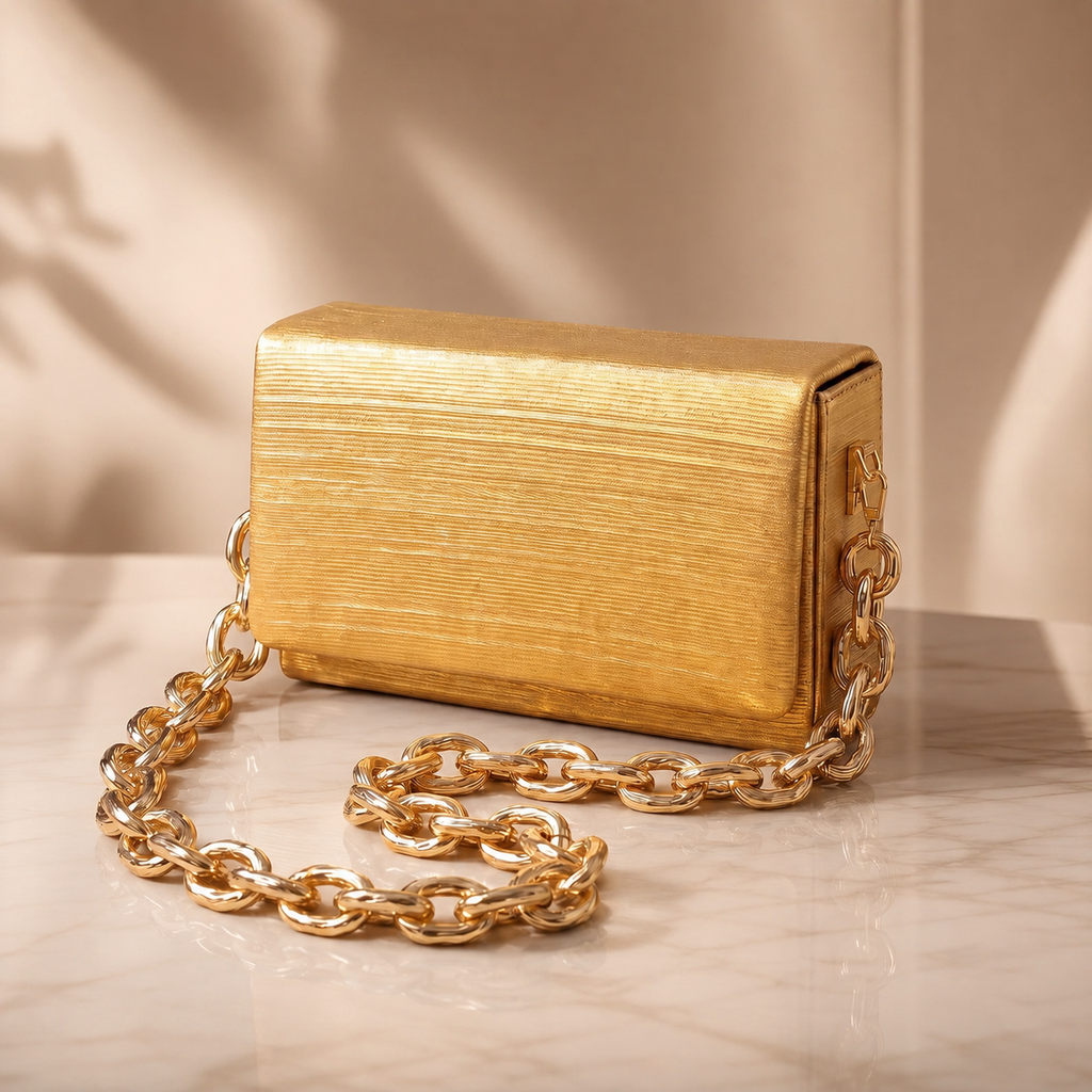 Clara Women’s Royal Textured Envelope Shoulder Bag with Gold Chain Strap