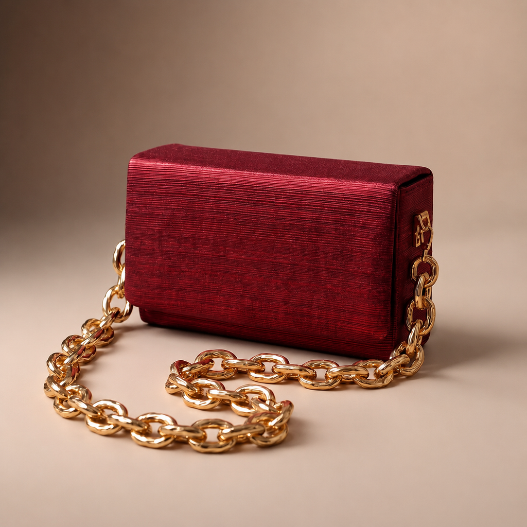 Clara Women’s Royal Textured Envelope Shoulder Bag with Gold Chain Strap