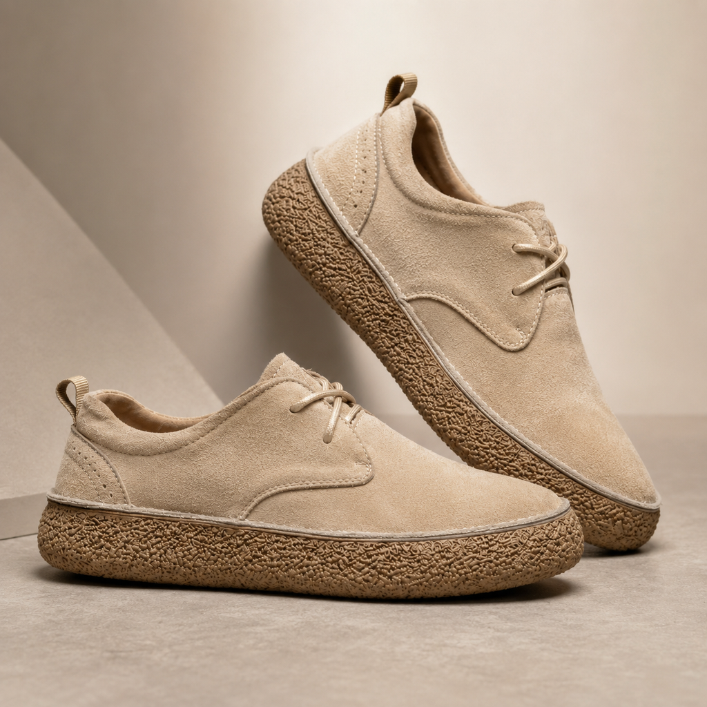 Ezra Men’s Suede Shoes with Cushioned Footbed and Crepe Sole