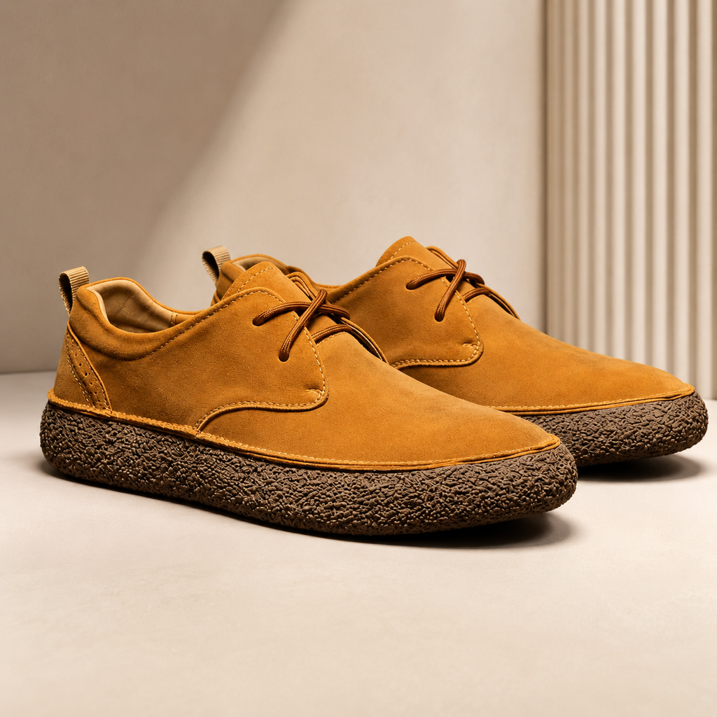Ezra Men’s Suede Shoes with Cushioned Footbed and Crepe Sole