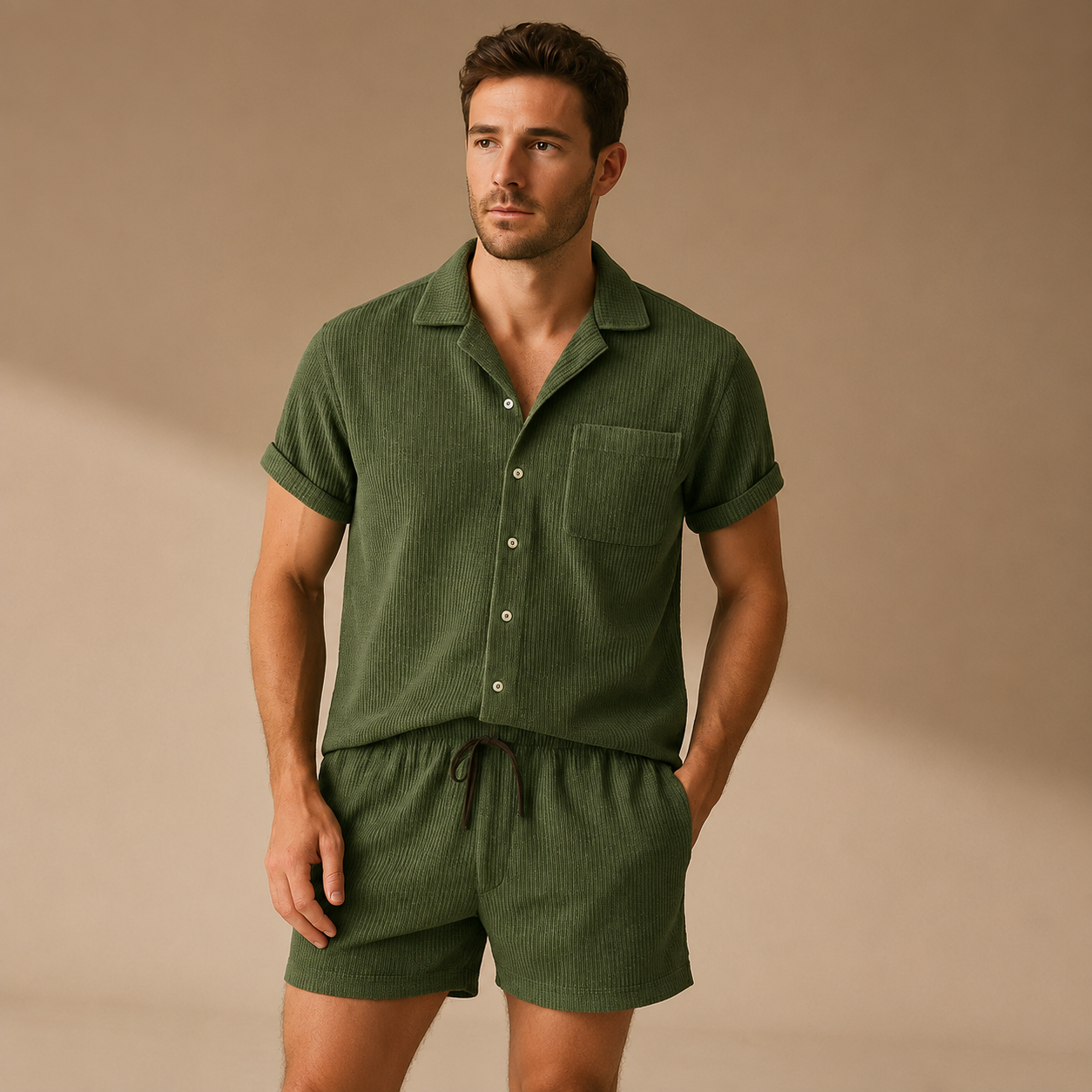 Louie Corduroy Shirt and Shorts Set